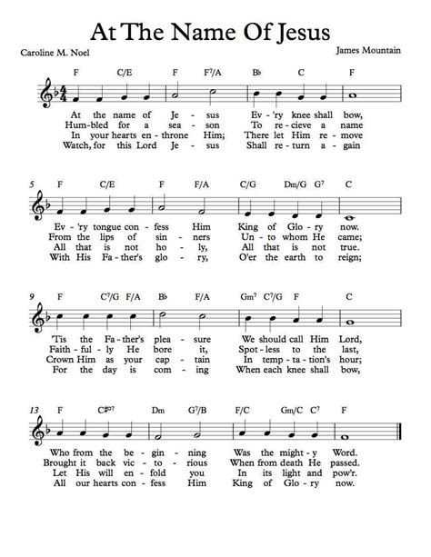 Free Lead Sheet – At The Name Of Jesus – Michael Kravchuk