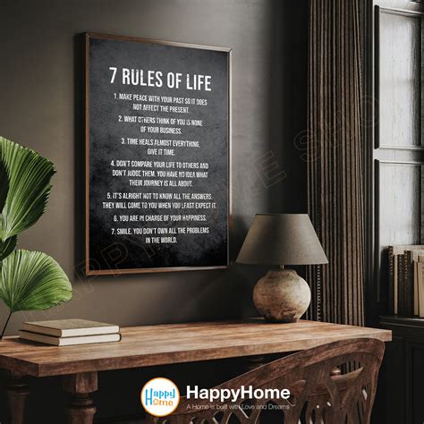 7 Rules of Life Motivational Inspirational Wall Art Ver. 2 - Etsy