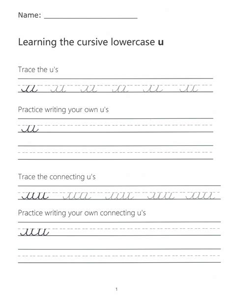 Cursive u – How to Write a Lowercase u in Cursive