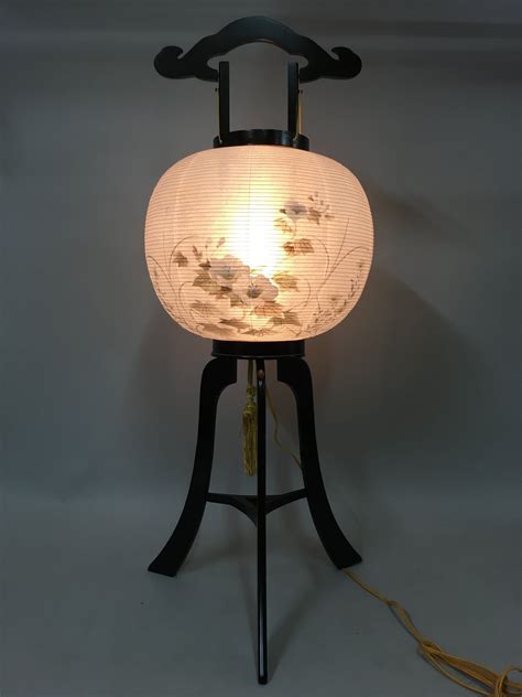 Vtg Japanese Electric Standing Paper Lantern Obon Gifu Festival Floral White LT8 | Japanese ...