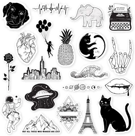 VSCO GIRLS STICKERS YOU NEED! RipDesigns - 20 Black and White Stickers ...