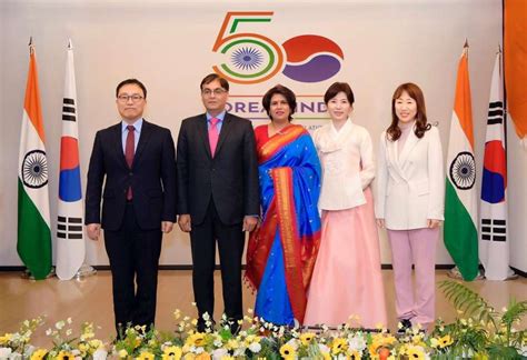 50th-anniversary celebration logo of India-Korea diplomatic ties ...