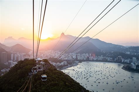 Premium Photo | Cable car at sugar loaf mountain, view of rio cityscape and sugarloaf cable car.