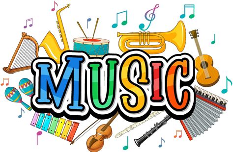 Font design for word music with music instrument on white background 6892533 Vector Art at Vecteezy