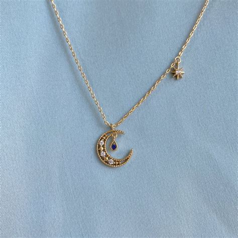 Blue Moon Necklace | Moon necklace, Gold moon necklace, Necklace