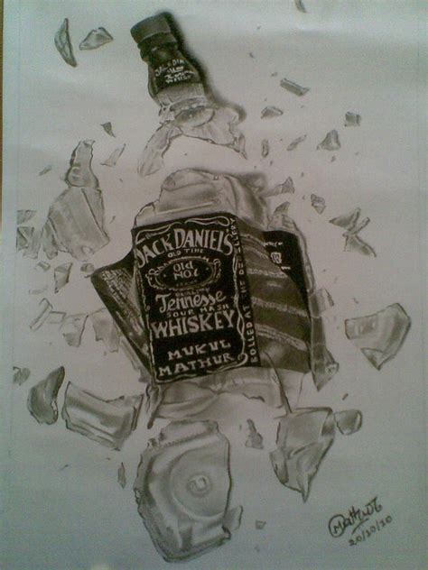 Jack Daniels whisky bottle Drawing by Mukul Mathur