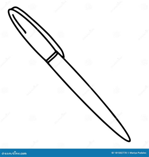 Pen on an Isolated White Background. Black Hand Draw Outline. Back To School, Office Stock ...