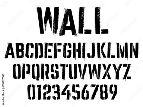 Stencil graffiti font. Aerosol spray text with grunge grain texture ...