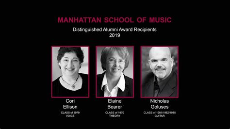 Recipient – 2019 Distinguished Alumni Award, Manhattan School of Music ...