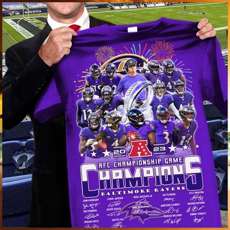 Baltimore ravens 2023 2024 afc championship game champions team name signature shirt - teejeep