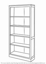 How To Draw A Book Shelf Furniture Step By  DrawingTutorials101com sketch template