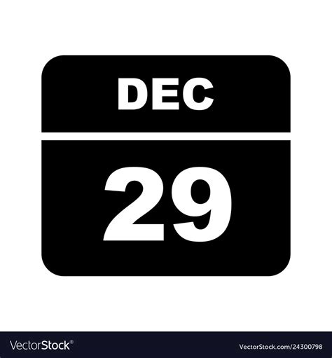 December 29th date on a single day calendar Vector Image