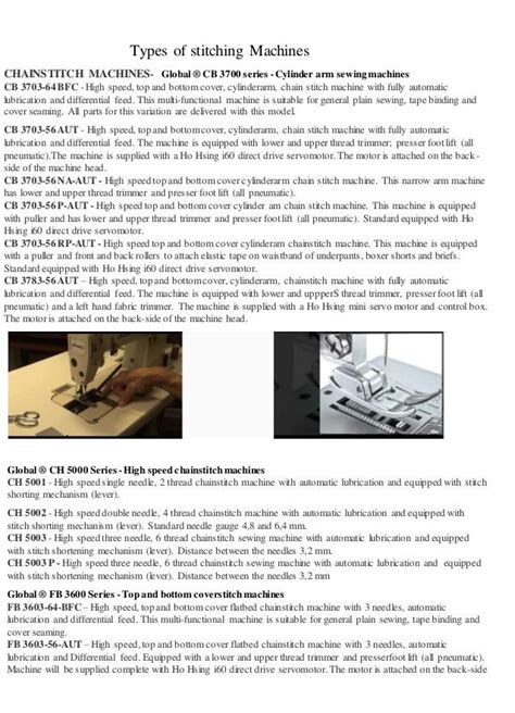 Types of stitching machines