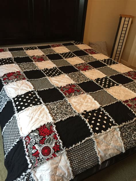 Full size black and white rag quilt 10 inch squares | Rag quilt ...