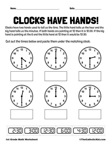 Clocks & Time Worksheet - TheCatholicKid.com