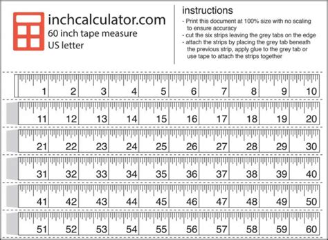 Printable Tape Measure - Free 60" Measuring Tape