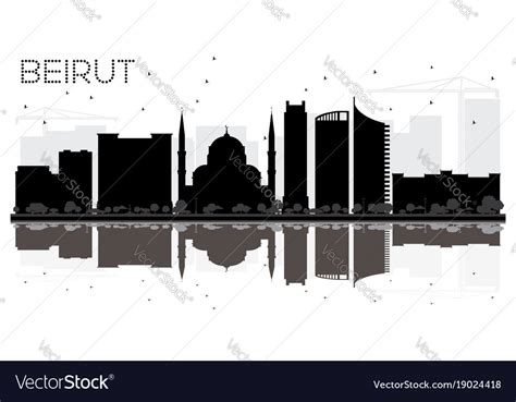 Beirut lebanon city skyline black and white Vector Image