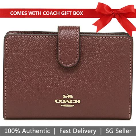 SpreeSuki - Coach Wallet In Gift Box Medium Corner Zip Wallet Wine Dark ...