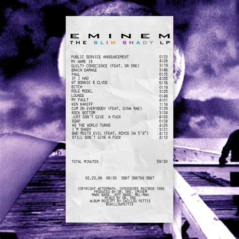 The Slim Shady LP Album Receipt : r/Eminem