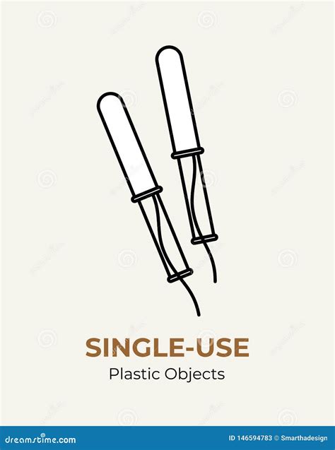 Plastic Period Tampon Applicator. Single-use Illustration of Recycling ...