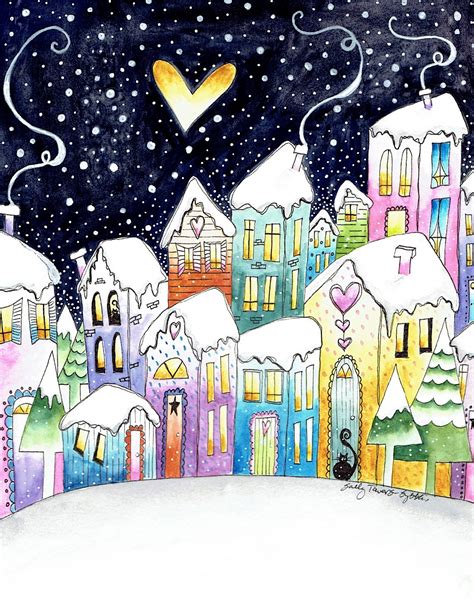 Winter Village (Sold!) - Sally Towers Sybblis Art