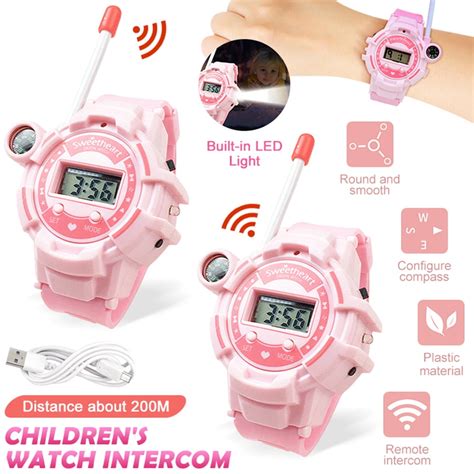 LNKOO 2-Pack Kids Walkie Talkies Watches Outdoor Toys Two-Way Radios Walky Talky Multifunction ...