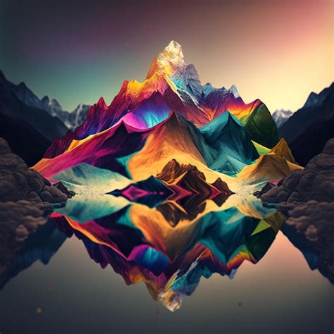 Premium AI Image | A colorful mountain is reflected in a lake with a ...