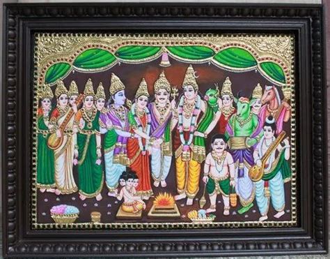 Shiva Parvathy Kalyanam Tanjore Painting, Thickness: 9mm at Rs 38000 in ...