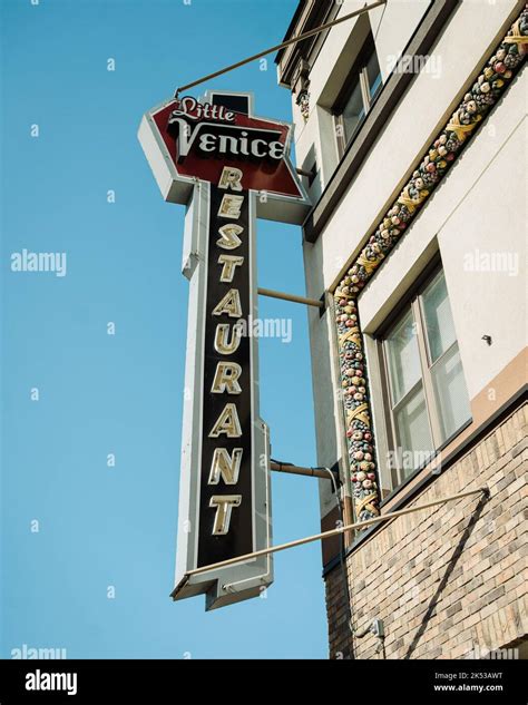 Little Venice Restaurant vintage sign, Binghamton, New York Stock Photo ...