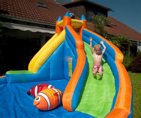 Tobogani - Water Park Paddling Pool with Inflatable Slide 12 m² (includes static blower ...