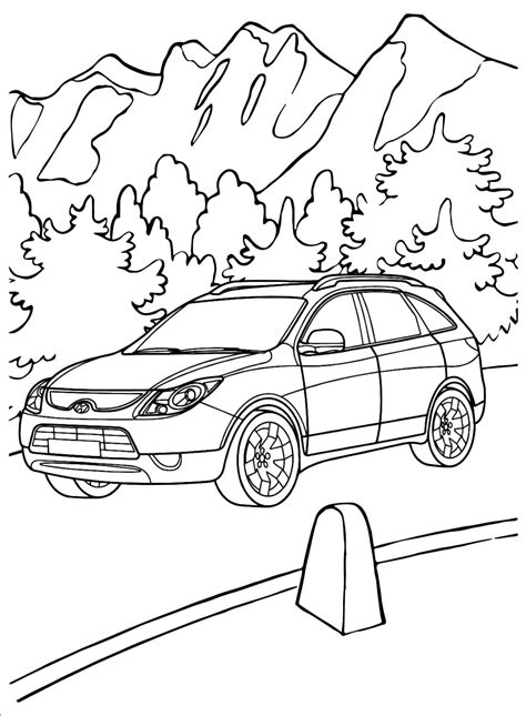 Driving Hyundai Car coloring page - Download, Print or Color Online for Free