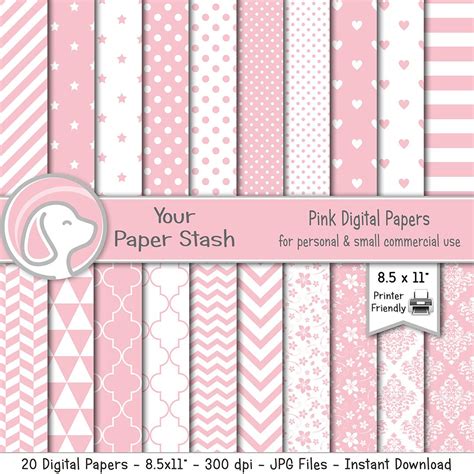 Pink Baby Girl Digital Scrapbook Papers Printable Pink - Etsy