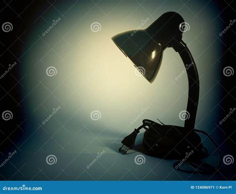 Black lamp in dark room stock image. Image of bulb, room - 124086971