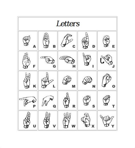 FREE 9+ Sample Sign Language Alphabet Chart Templates in PDF, Word