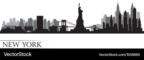 New york city skyline detailed silhouette Vector Image