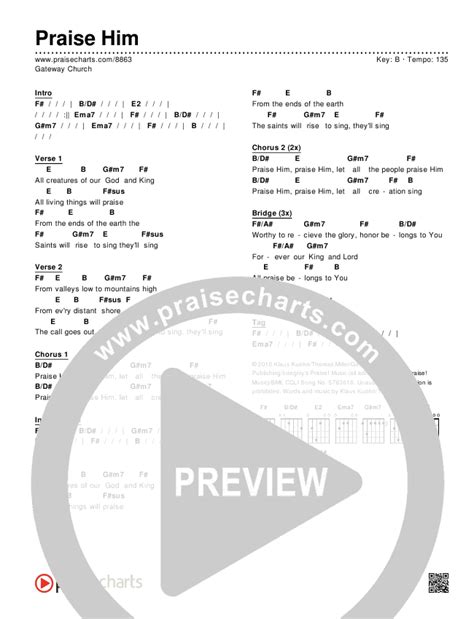 Praise Him Chords PDF (Gateway Worship) - PraiseCharts