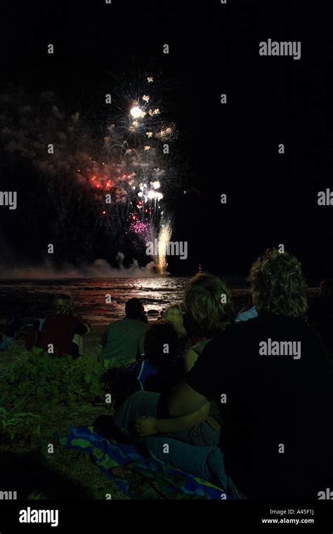 New years eve fireworks on beach Stock Photo - Alamy