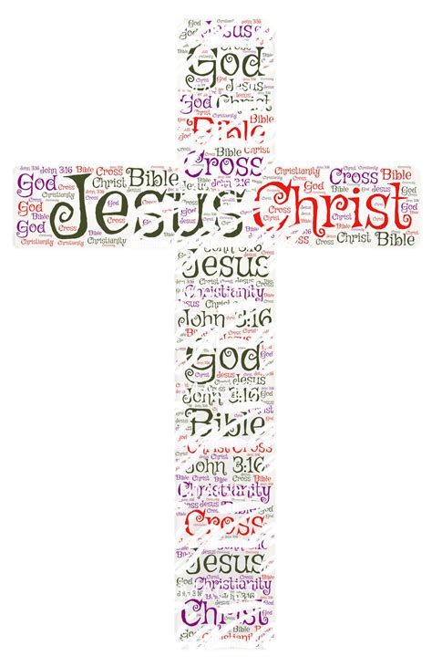 Word Art Cross 2 Jesus Christian Bible Cross Art Digital | Etsy