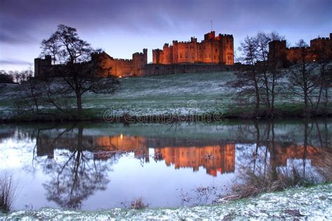 Alnwick castle stock image. Image of frosty, floodlights - 2129313