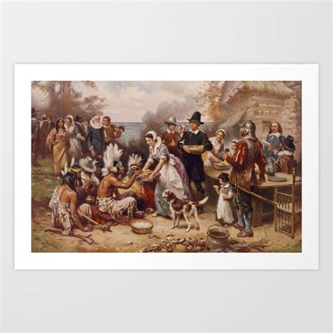 The First Thanksgiving 1621 - Jean Leon Gerome Ferris Art Print by War Is Hell Store | Society6