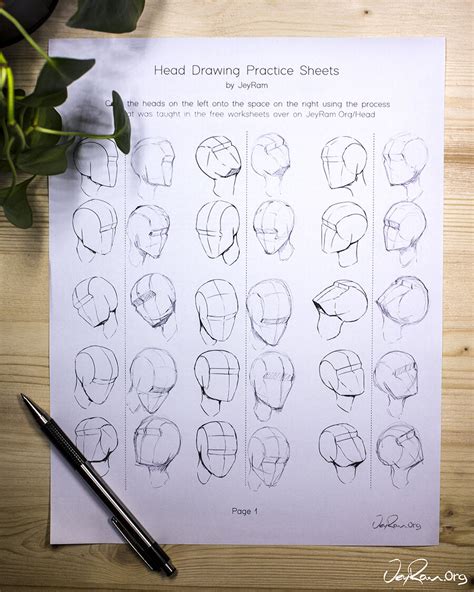 Head Drawing Practice from any Angle Practice Worksheets (Printable PDF ...