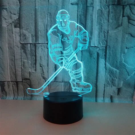 New Hockey Player 3d Lamp Led 7 Color Remote Control Light Acrylic Stereo Vision Table Lamps ...