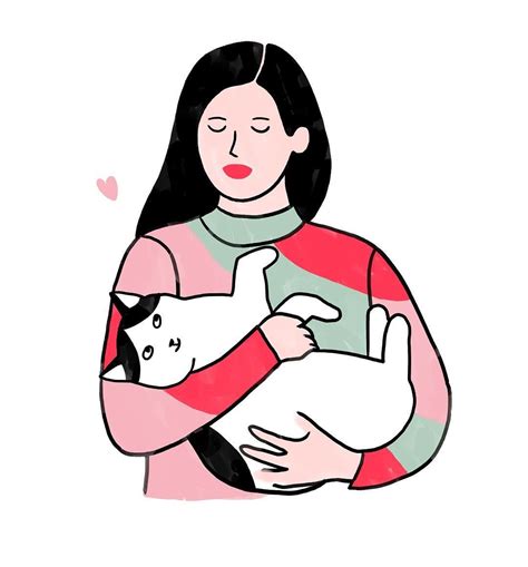 a woman holding a cat in her arms with a heart on the back of it