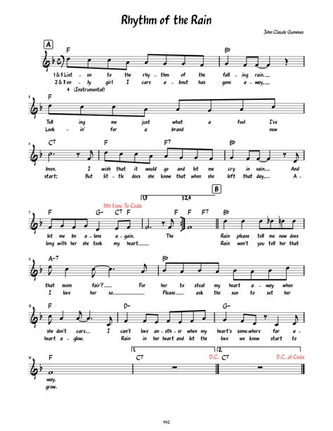 Rhythm of the Rain (Lead sheet with lyrics ) Sheet music for Piano (Solo) | Musescore.com