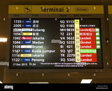 Singapore Changi airport timetable of flight information Stock Photo: 75718026 - Alamy