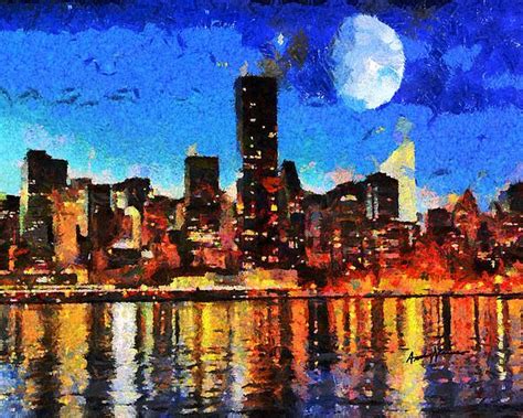 New York City at Night - Art by Anthony J. Caruso | Cityscape art, City ...