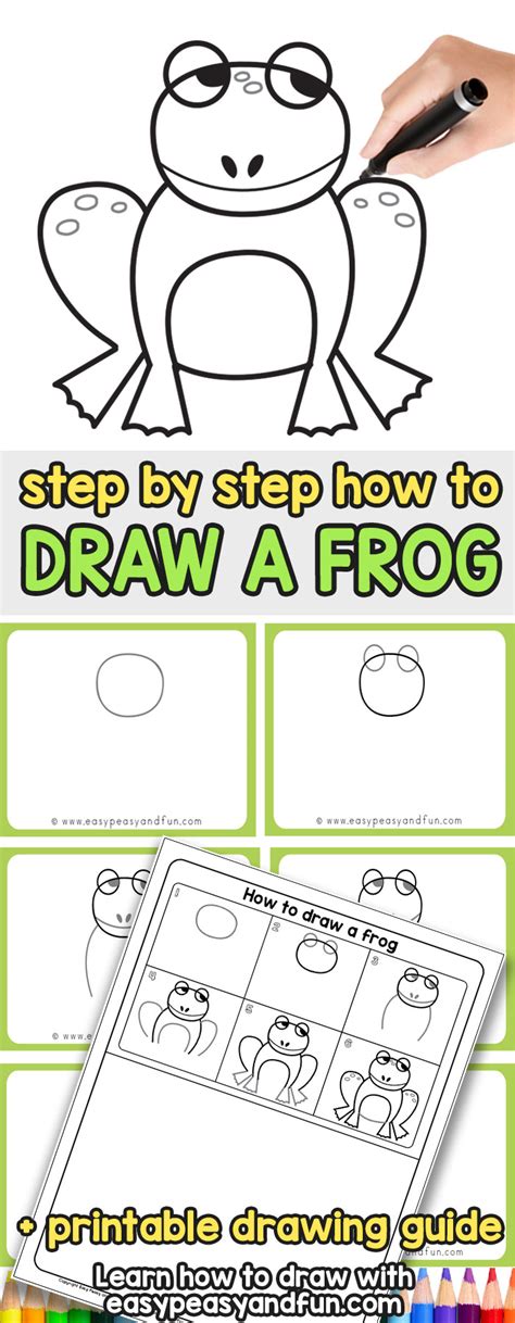 How to Draw a Frog - Step by Step Drawing Instructions - Easy Peasy and Fun