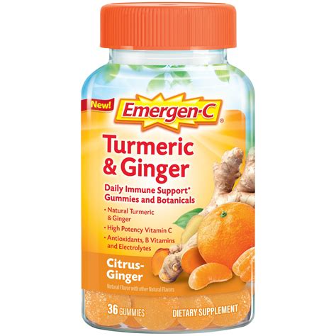 Emergen-C Citrus-Ginger Gummies Turmeric and Ginger Immune Support Natural Flavors With High ...