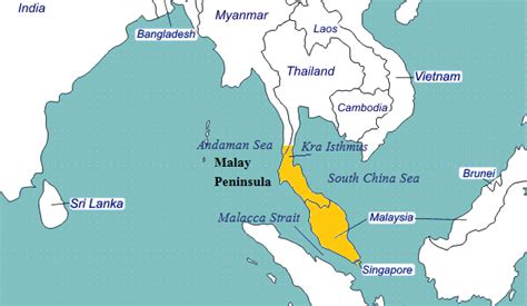 Malay Peninsula On World Map – Map Vector