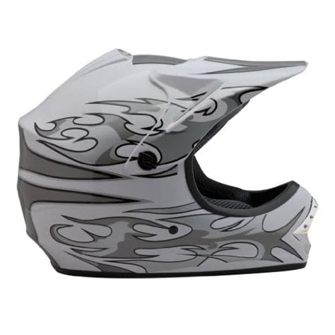 DOT Youth White Tattoo Flame Dirt Bike ATV Motorcross Off road Helmet